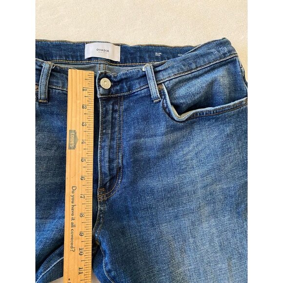 OVADIA Men's Blue Jeans Distressed Slim 002 Cotton Elastane Jeans Size 36X37 - Picture 9 of 16